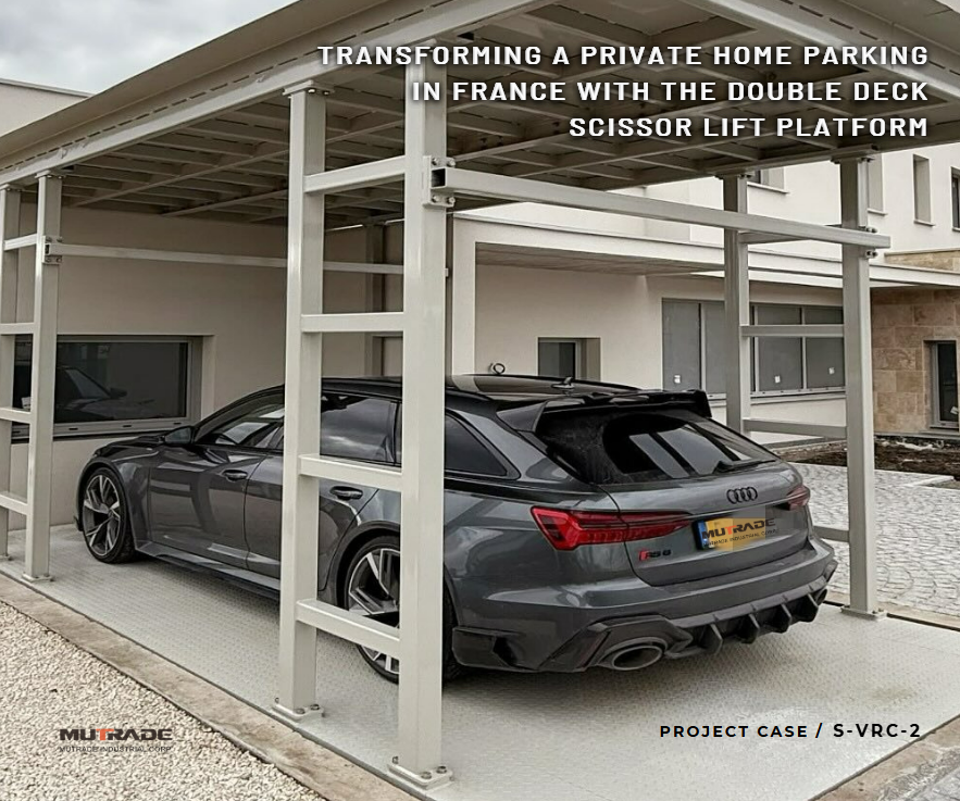 Umwandlung eines privaten Parkens in Frankreich mit der Doppeldeck -Scherenliftplattform