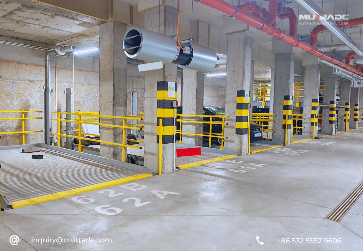 Tiefgaragen-Parkaufzug mit 2 St&uuml;tzen. 