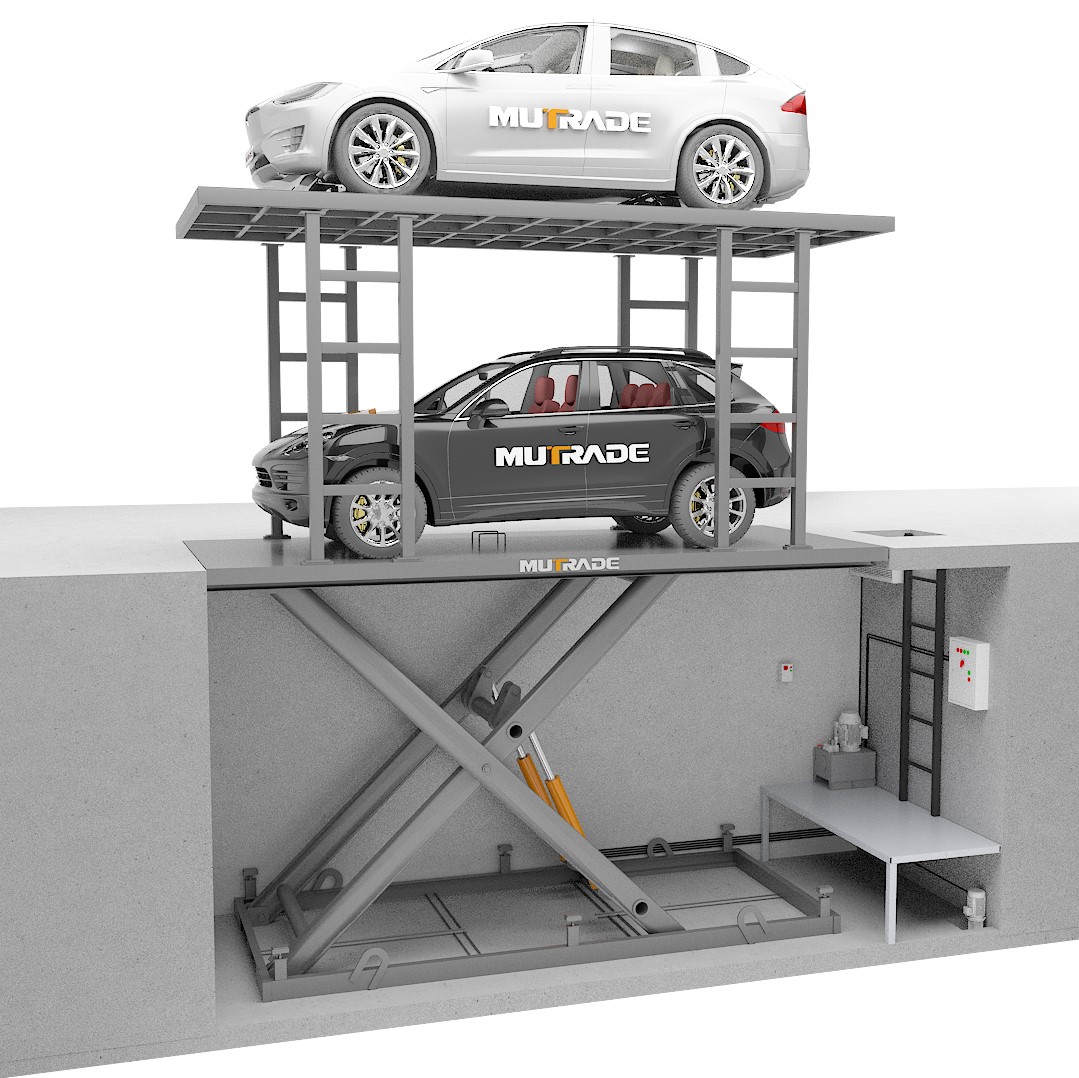 Professionelle Garageneinrichtung, die die Vorbereitung von Strukturbeton und Deckenfreir&auml;umen zeigt